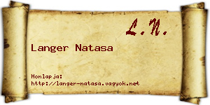 Langer Natasa névjegykártya